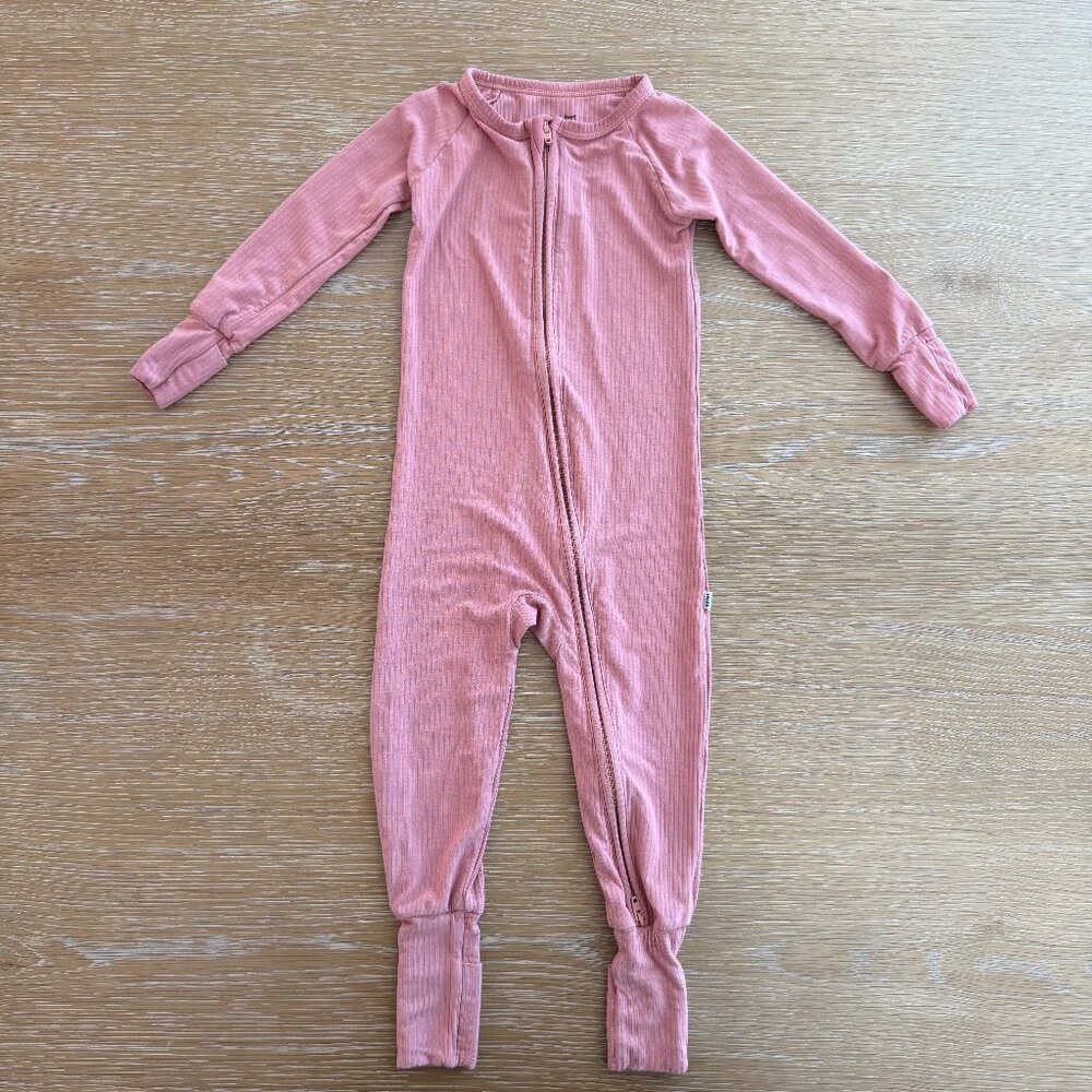 Little Sleepies Pink Ribbed Zippy Size 12-18 months